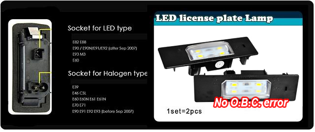 bmw led licence plate lamp