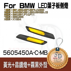 【F10-Style】LED Fender Side Marker 【Amber LightxCrystal LensxMatte Black Cover】